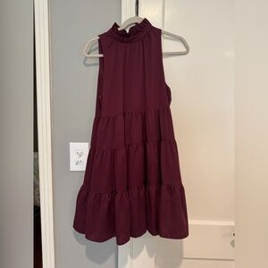 TCEC Burgundy Tiered Mini Dress